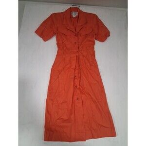 Vtg Bichon Sara Edwards Sheath Dress Womens Size 4 Small Short Sleeve Orange